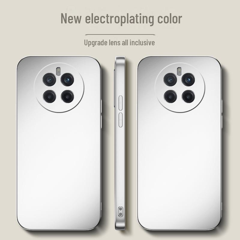 

Huawei Mate60 Pro Case: Liquid Silicone Electroplated Silver Full Cover Nova 7