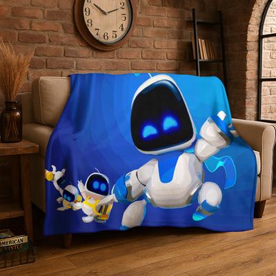 Game A-Astro Bot Cartoon Robot Soft Flannel Throw Blanket,Cozy Blanket for Bed,Couch,Sofa,Bedroom,Living Room,Travel,Camping