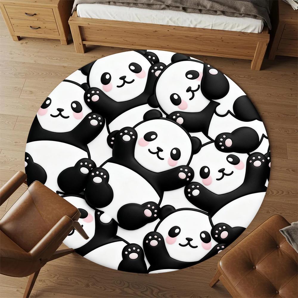 1pc Panda Cute Round Chair Mat Office Area Rug - Non-Slip, Floor Mat for Office, Bedroom, Ideal Home Decor Gift P0105041