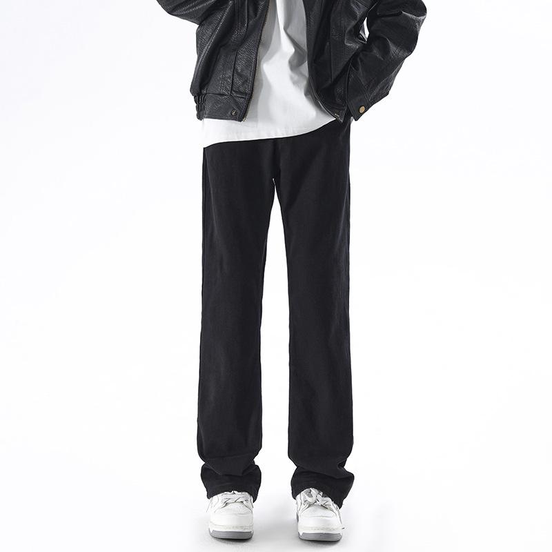 

Мужские черные стрейч-джинсы в корейском стиле LKTM 2024 - Свободные прямые микроклеш S чёрный