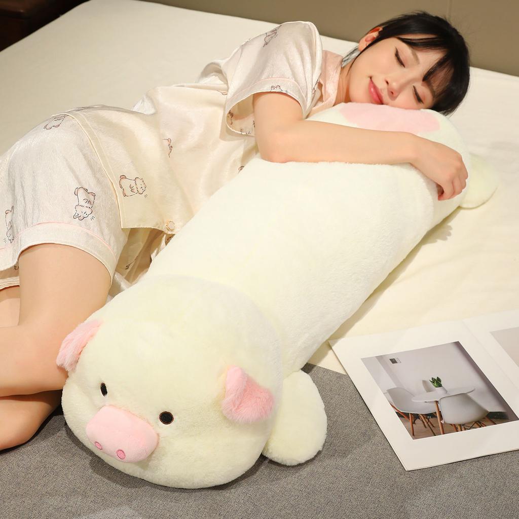 New Long Toon Creature Cuddly Playthings Plush Piggy Rabbit Bear Raccoon Hurl Bolster Snuggly Snug Naptime Throw Pillow Charming Living Room