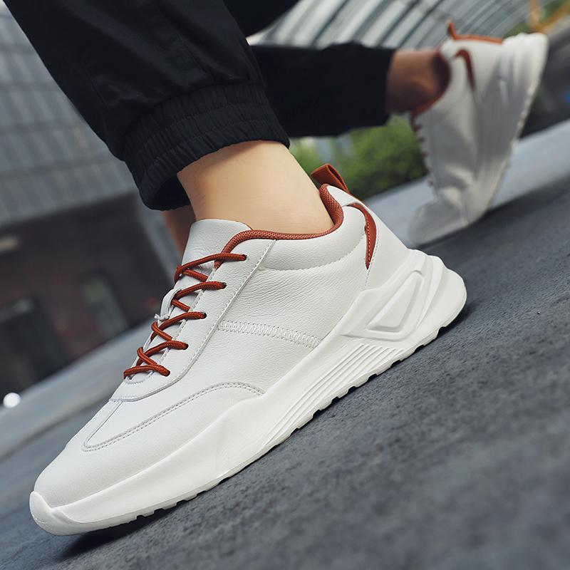 Men's Elastic Running Shoes PU Leather Sneakers Waterproof Outdoor Sports Shoes for Jogging Traveling Anti-slip