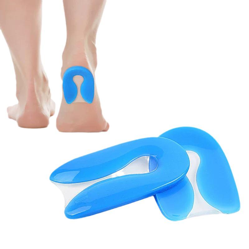 Silicone U-Shaped Heel Pad: Comfortable, Shock-Absorbing, Anti-Pressure Blue Elastomer Half-Size Soft Heel Cushion