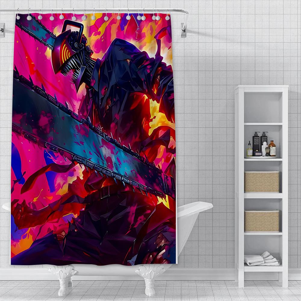 

Shower Curtain Chainsaw Man Anime Waterproof Fabric Bathroom Curtain With Hooks, Aesthetic Decorative Bath Curtain For Home Bath W60H190(CM)-1 Pcs