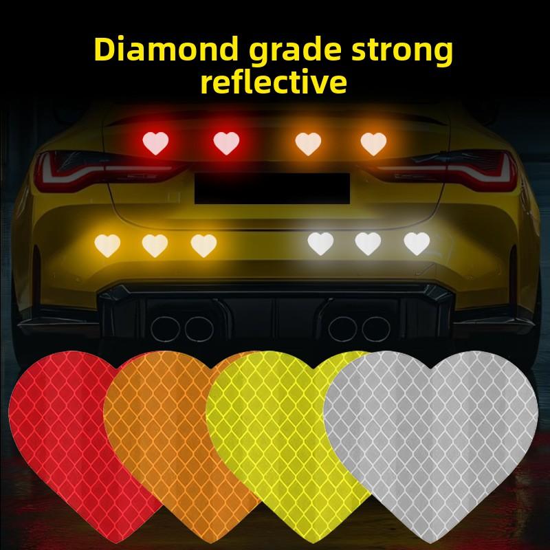 Motorcycle Sticker Reflective Night Safety Warning Electric Scooter Helmet Paper Car Tail Box Rear Heart-shaped Decorative