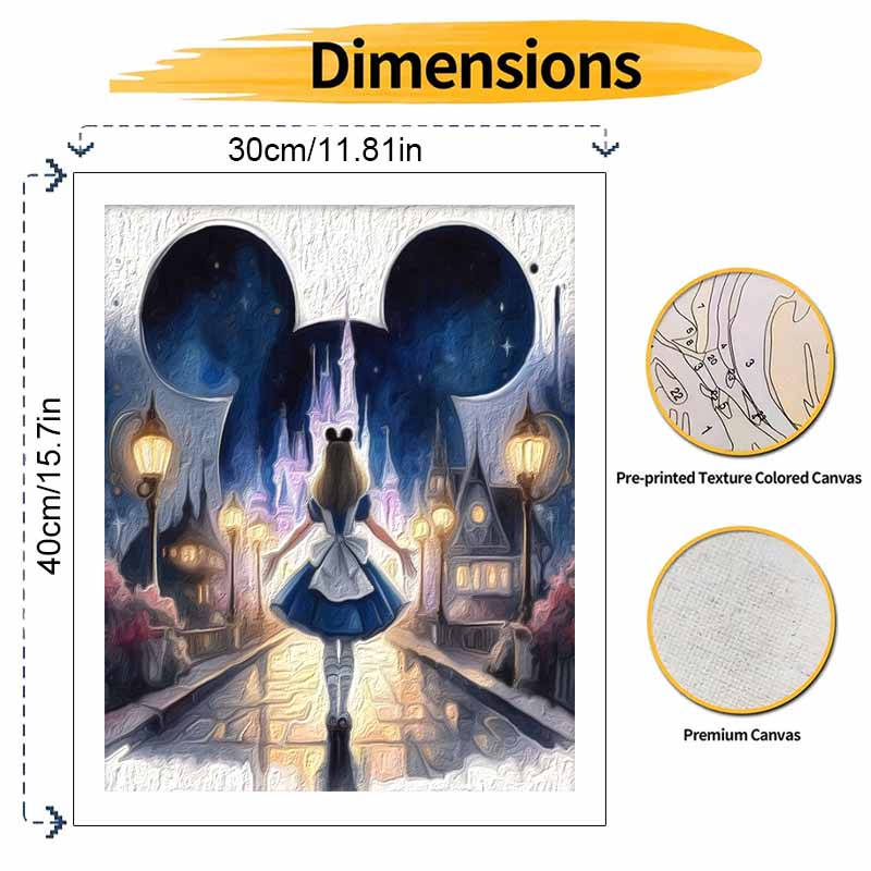 Disney Alice In Wonderland Painting Kit, Home Decor Handmade Gift for Wall Art, DIY Canvas Craft, Bedroom Living Room Decoration