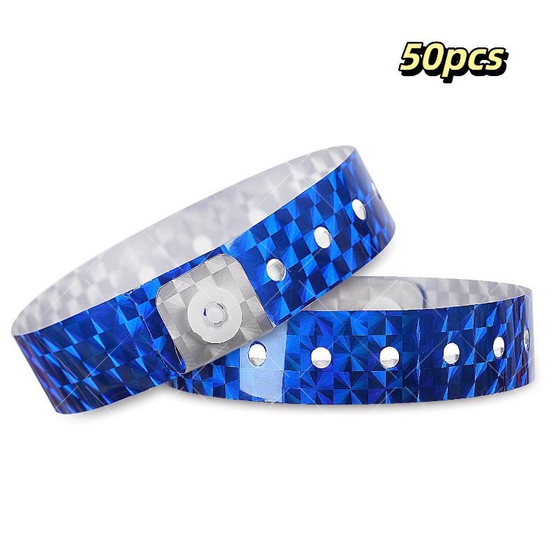 Holographic Event Wristbands 50/100Pcs Waterproof Adjustable Snap Shiny for Birthday Party Club Entry Check Event Use