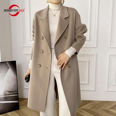 Cappotto da donna in lana 100% Cappotto lungo in lana autunnale Cappotto da pisello fatto a mano Cappotto lungo in lana calda invernale Soprabito