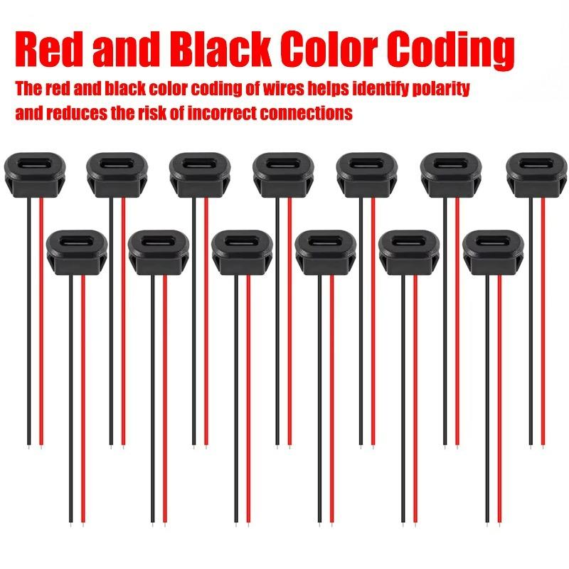 Type-C Female 2-Pin USB Connector Waterproof Female Socket Quick Charge Jack Type-C USB-C Charger Plug Accessories 2/4/6PCS