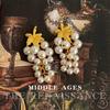 French Retro Court Style Handmade Glass Pearl Fringed Earrings Gentle Temperament Grape Leaf Design Earrings