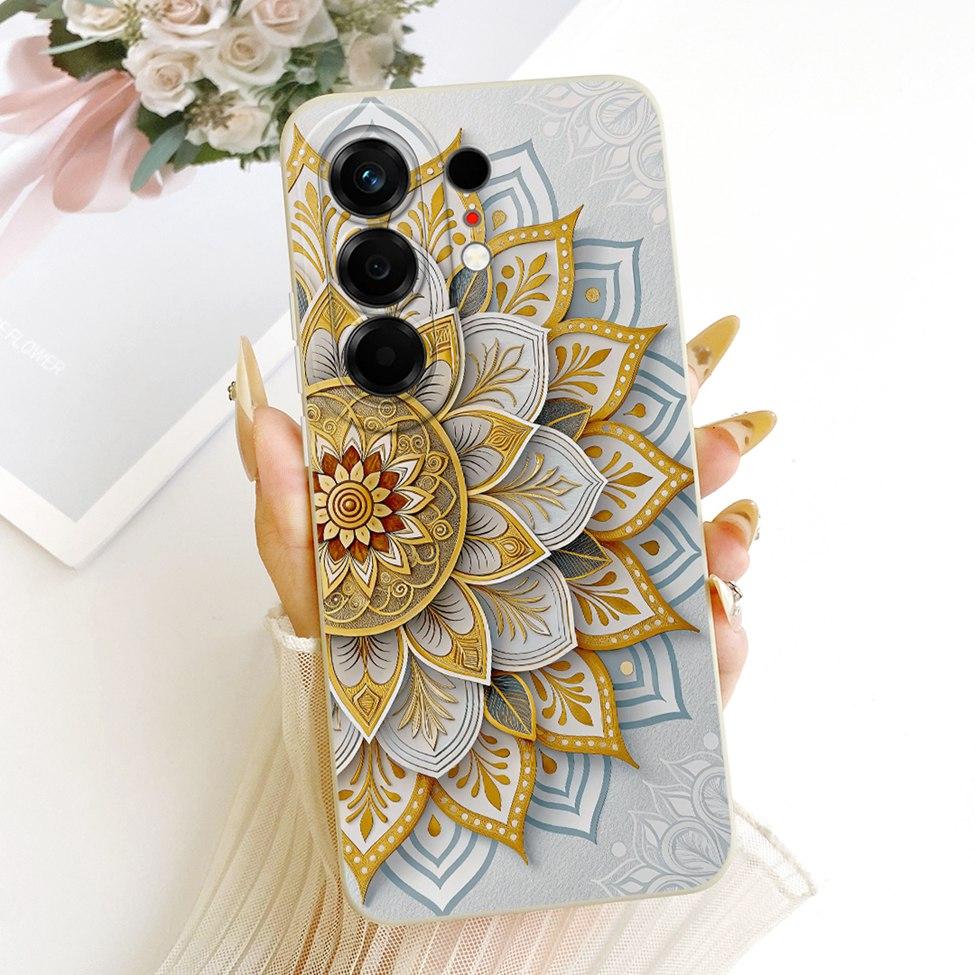Hülle Für Tecno Camon 50 4G Cover CN5 Luxus Mode Blumen Kawaii Niedlich Bemalt Stoßfest Silikonhülle Für Techno Camon 50 4G