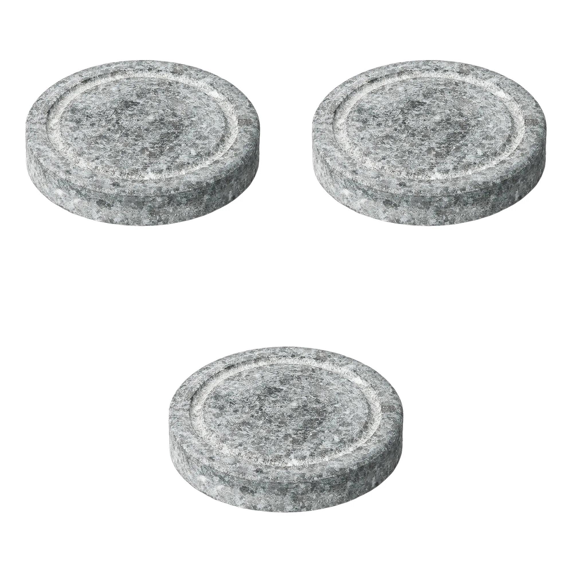 

Набор из 3 круглых стейковых камней 12 см Для жарки напрямую сделано в Сетомонохонпо [12×2 см] камни, огонь, Корея,