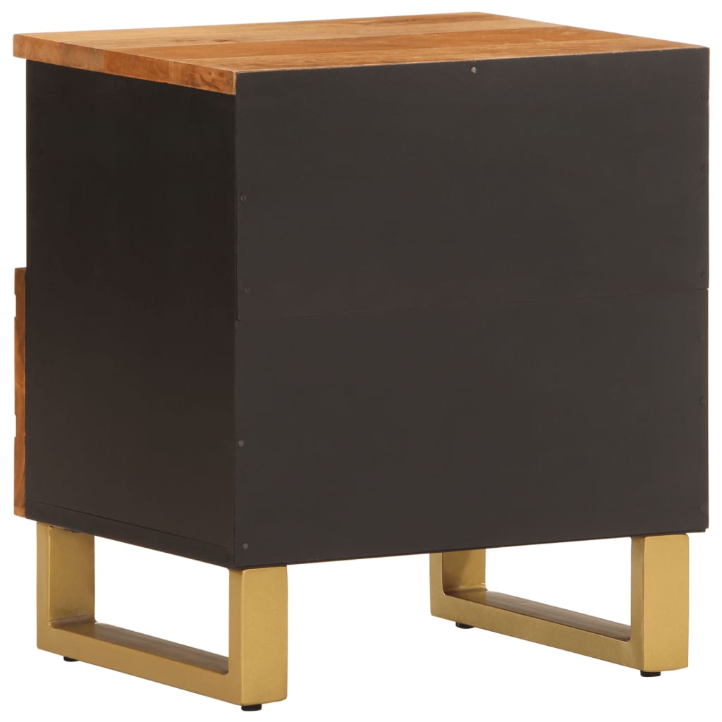 Nightstand in Brown and Black Solid Mango Wood