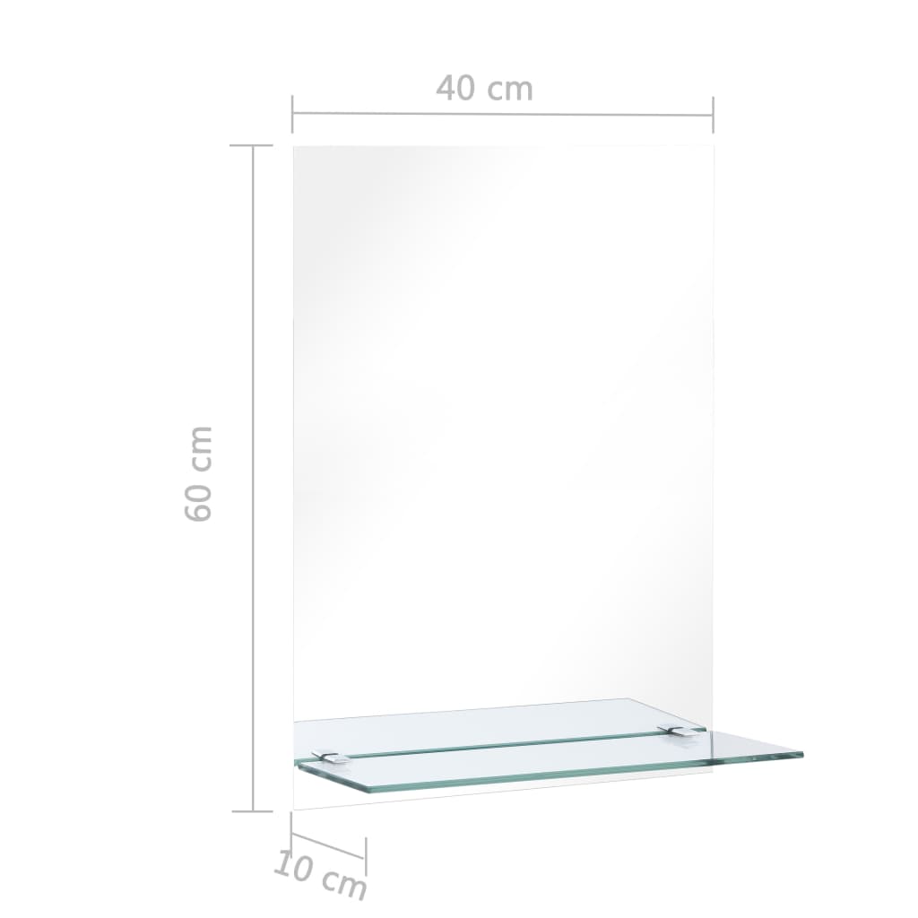 Wall Mirror with Shelf 40*60 cm Tempered Glass