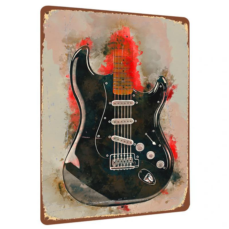 

Electric Guitar Abstract Art Metal Wall Decor Modern Music Themed Iron Painting Home Decoration 20x30cm（7.8x11.8inch）