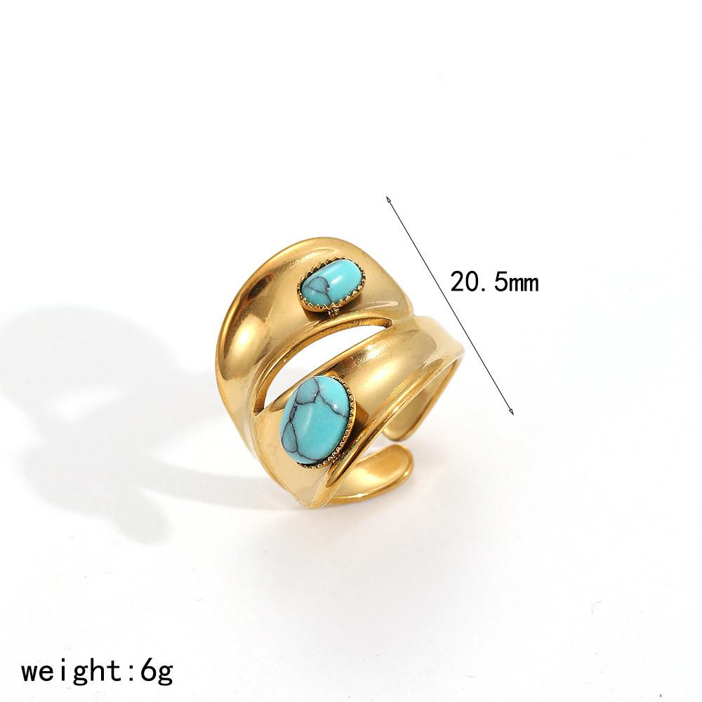 Geometrischer Edelstahlring für Damen mit Edelsteinakzenten Handgefertigter Schmuck