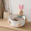 Gentle Color Storage Basket Desktop Basket, Cartoon Plush Bear And Rabbit Rope Decorative Plaid Bow Organizer Shape, Woven for Small Items Jewelry