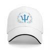 Trident Crest Embroidered Baseball Cap Classic Black with Blue Laurel Wreath Logo Premium Adjustable Hat for Unisex and Women
