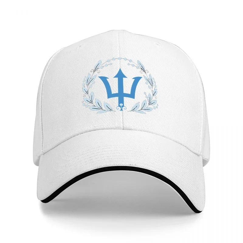 Trident Crest Embroidered Baseball Cap Classic Black with Blue Laurel Wreath Logo Premium Adjustable Hat for Unisex and Women