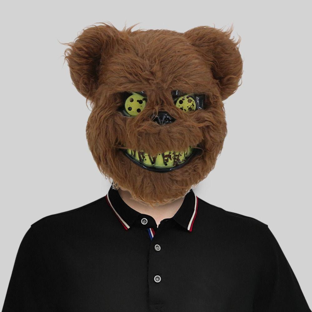 Scary Halloween Mask Realistic Bloody Bear Mask Cosplay Bloody Plush Bunny Mask  Men