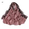 Einfarbig Bestickt Floral Bubble Chiffon Hijab Ramadan Spitze Stich Schals Damen Sonnenschutz Kopftuch Outdoor Winddicht Kopfwickel