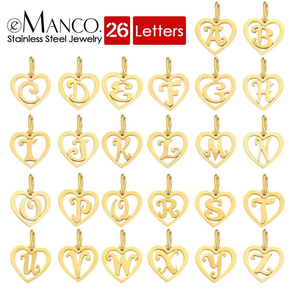 eManco English Alphabet Pendants: Stainless Steel Jewelry Accessories for DIY Projects.