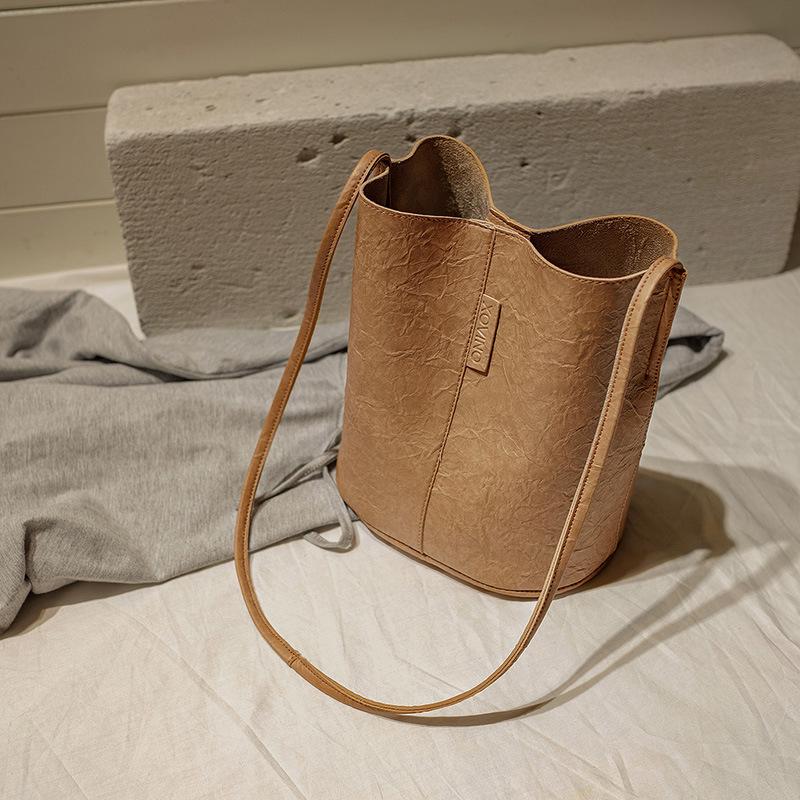 2025 Retro Suede Leather Bucket Handbag - Large Capacity Women's Crossbody & Shopping Bag