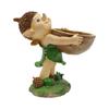Hand Held Walnut Bird Bath Bowl Bird Feeder, Funny Handcrafted Resin Feeder For Outdoors, Water Bowl Sculpture Garden Decoration