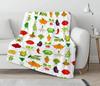 Cute Avocado Blanket Cartoon Design Green Background Soft Fleece Throw Home Decor Gift Idea Fun Kitchen Theme Cozy Warmth