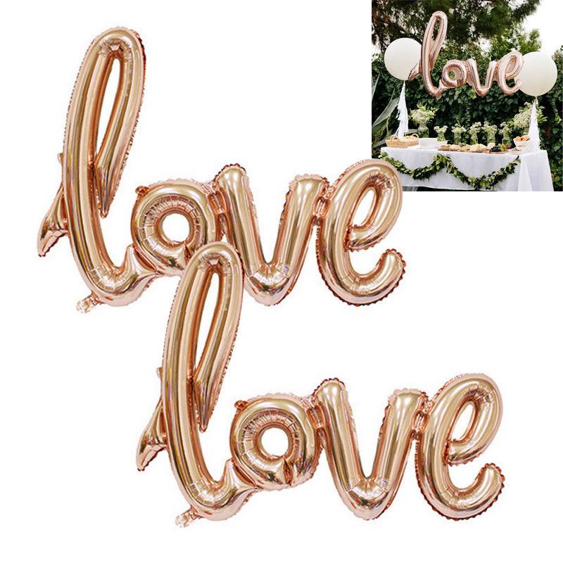 42" Rose Gold Script Love Letter Foil Balloon For Wedding Engagement Decor