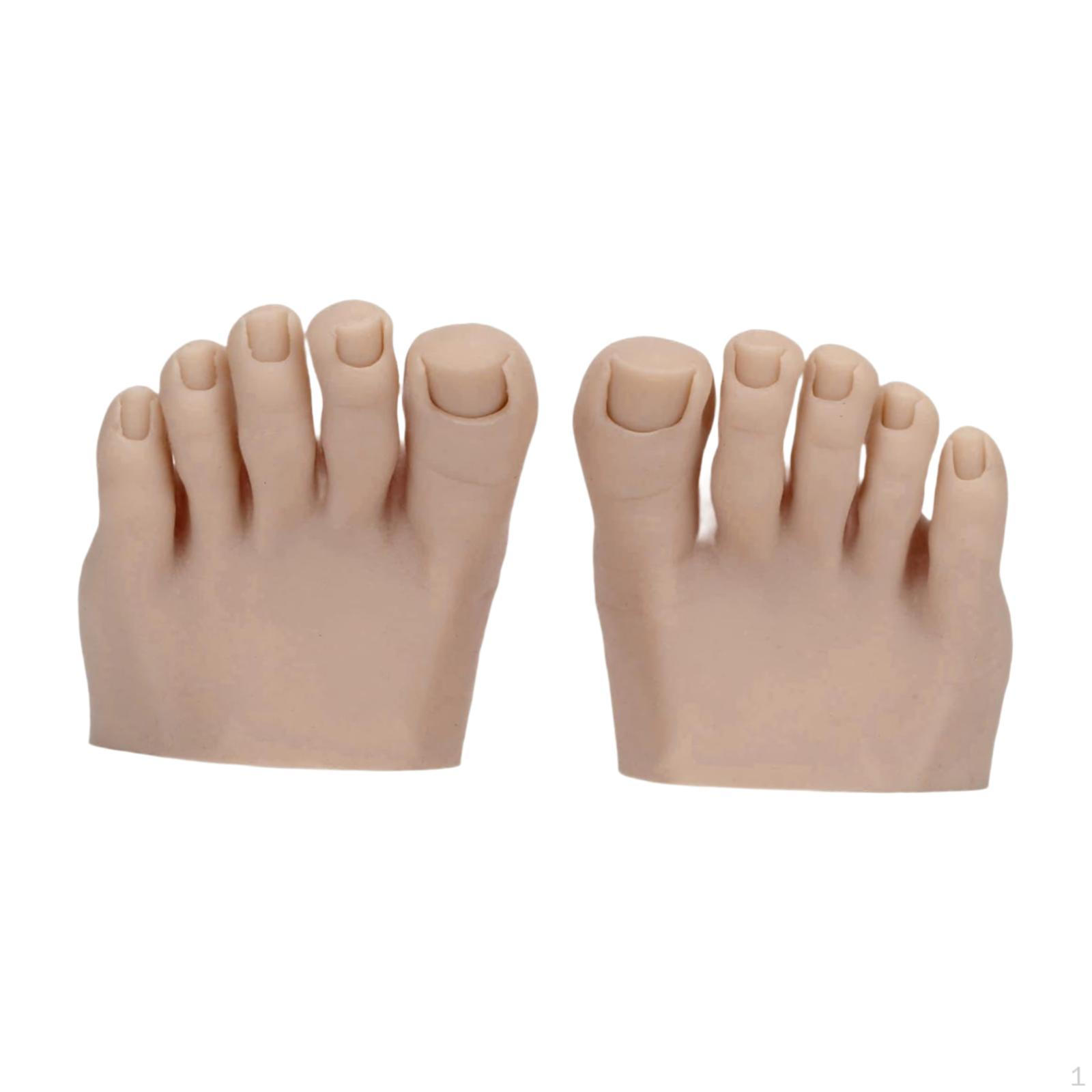 

Модель ноги для тренировки ногтей с пальцами, подвижная и многоразовая Dark Skin Color