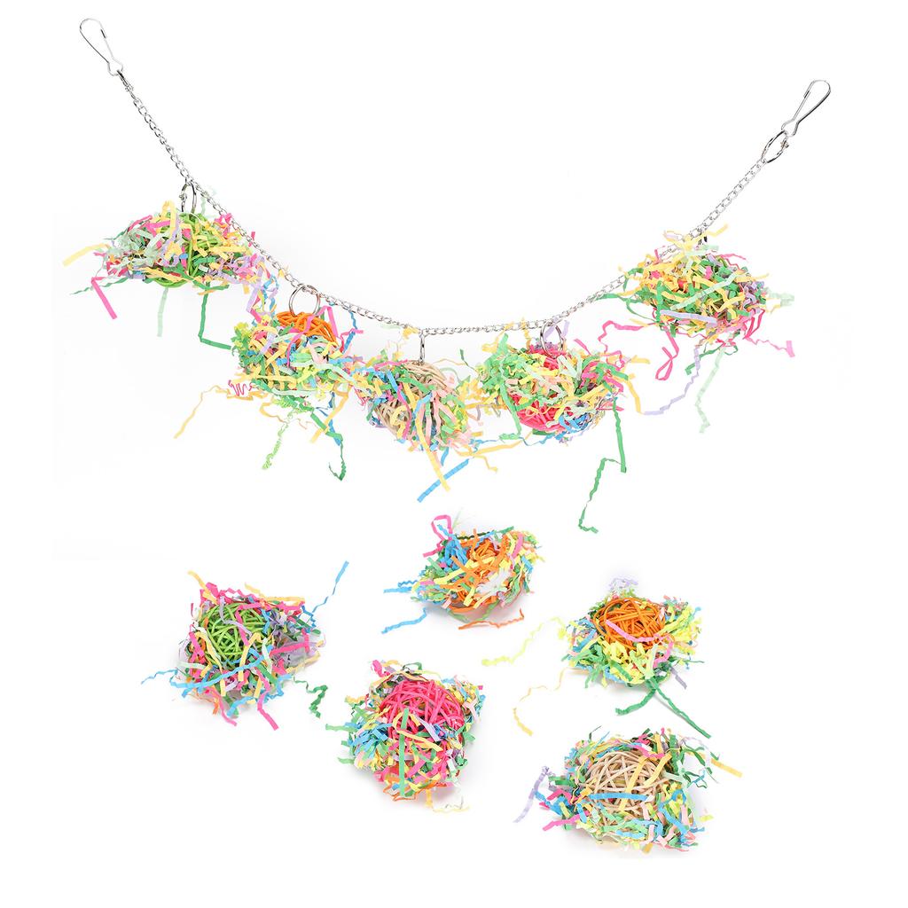 10pcs Bird Hanging Cage Toys with Chain Parrots Biting Chewing Toy Accessory Colour Mixture