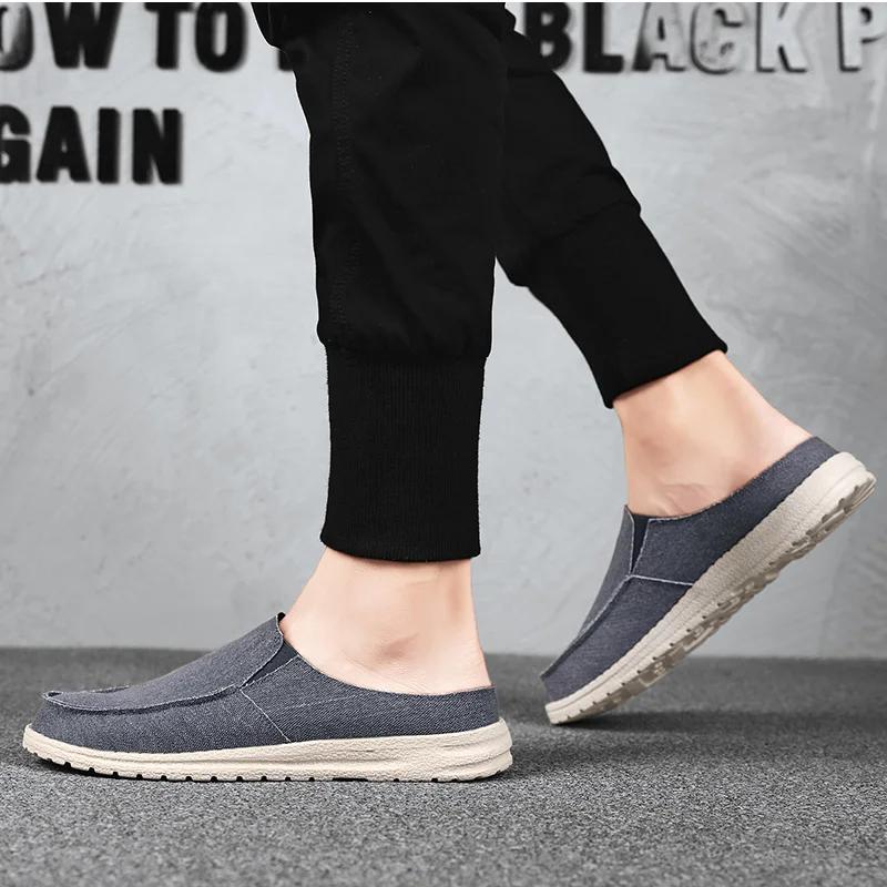 Fashion men casual shoes slip on shoes lightweight loafers men sandals breathable half slippers canvas shoes zapatos hombre