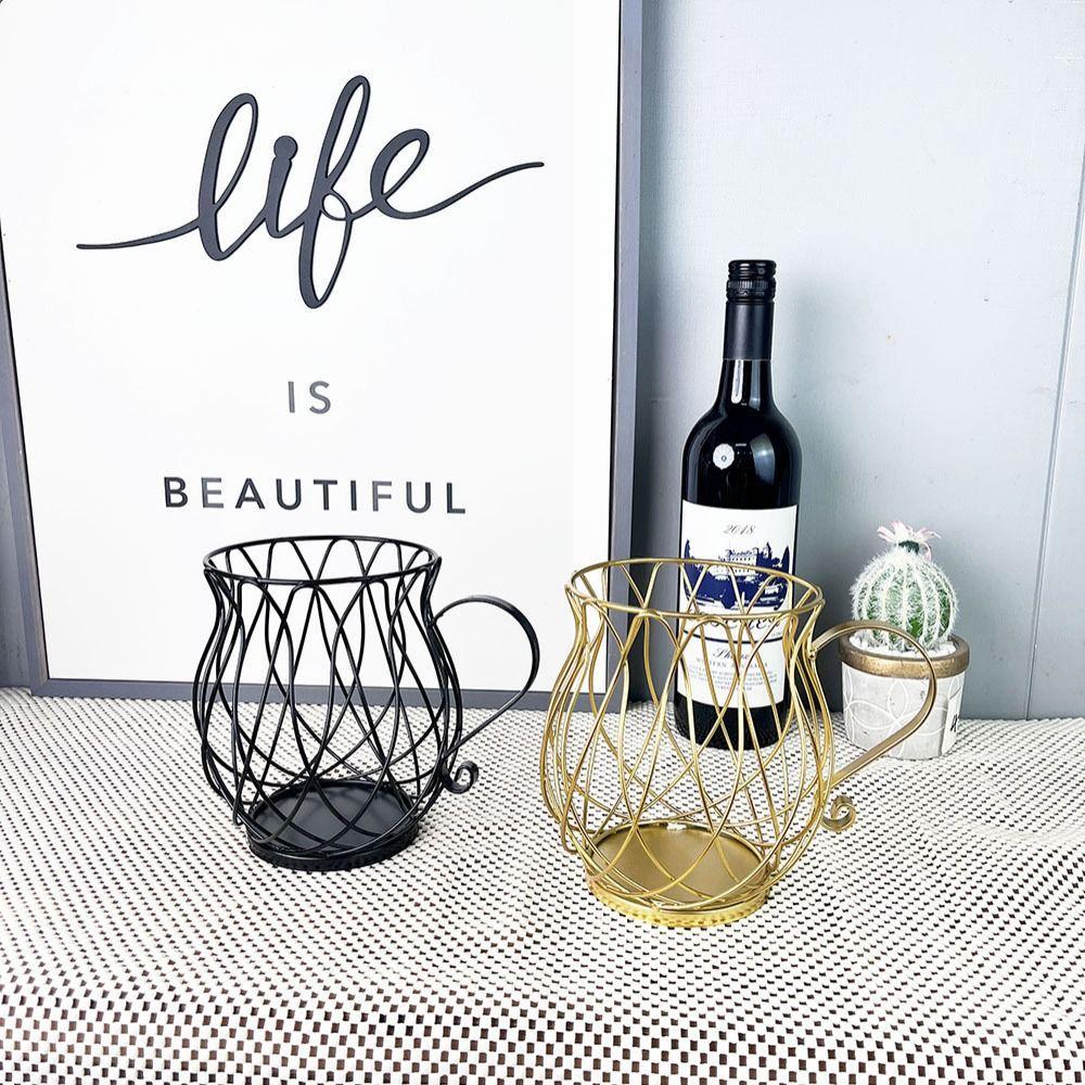 Metal Wire Coffee Capsule Holder Large Capacity Fruit Snack Storage Rack K Cup Organizer  Bar