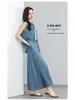 Vintage Charm Denim Vest & Skirt Set - Waist-Cinching Lace-Up, Sleeveless Lapel Top for Versatile Style