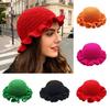 Fisherman Hat Solid Color Ruffled Brim Design Knitting Hat Windproof Warm Sun