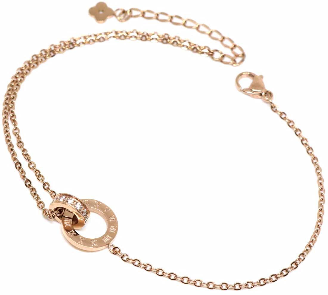 

Браслет на ногу из розового золота из нержавеющей стали, цепочка для постоянной носки, регулируемый, популярный, милый, из хирургической нержавеющей стали, аксессуар для ноги, кольцо, сверкающий [SP Lab] женский