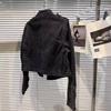 DRIPX Autumn New Fashion Metal Buckle Design Shoulder Strap Denim Short Jacket For Women High Street Coat Female