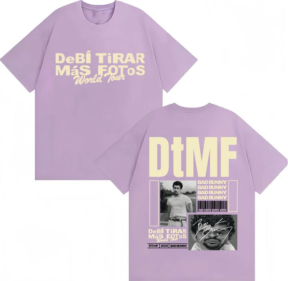 BAD BUNNY DTMF Debí Tirar Más Fotos TShirt Vintage Hip Hop Trendy Men Women Short Sleeve OversizedCotton Casual TShirts Male
