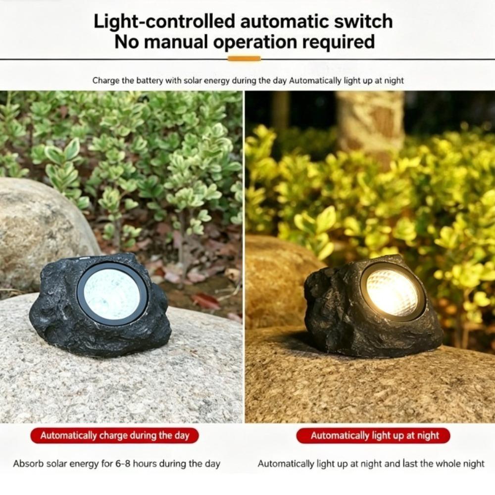 Solar Powered Light Simulation Stone Lights Spotlight Decoration Cold White / Warm IP65 Waterproof for Outdoor Garden Lawn Lamps
