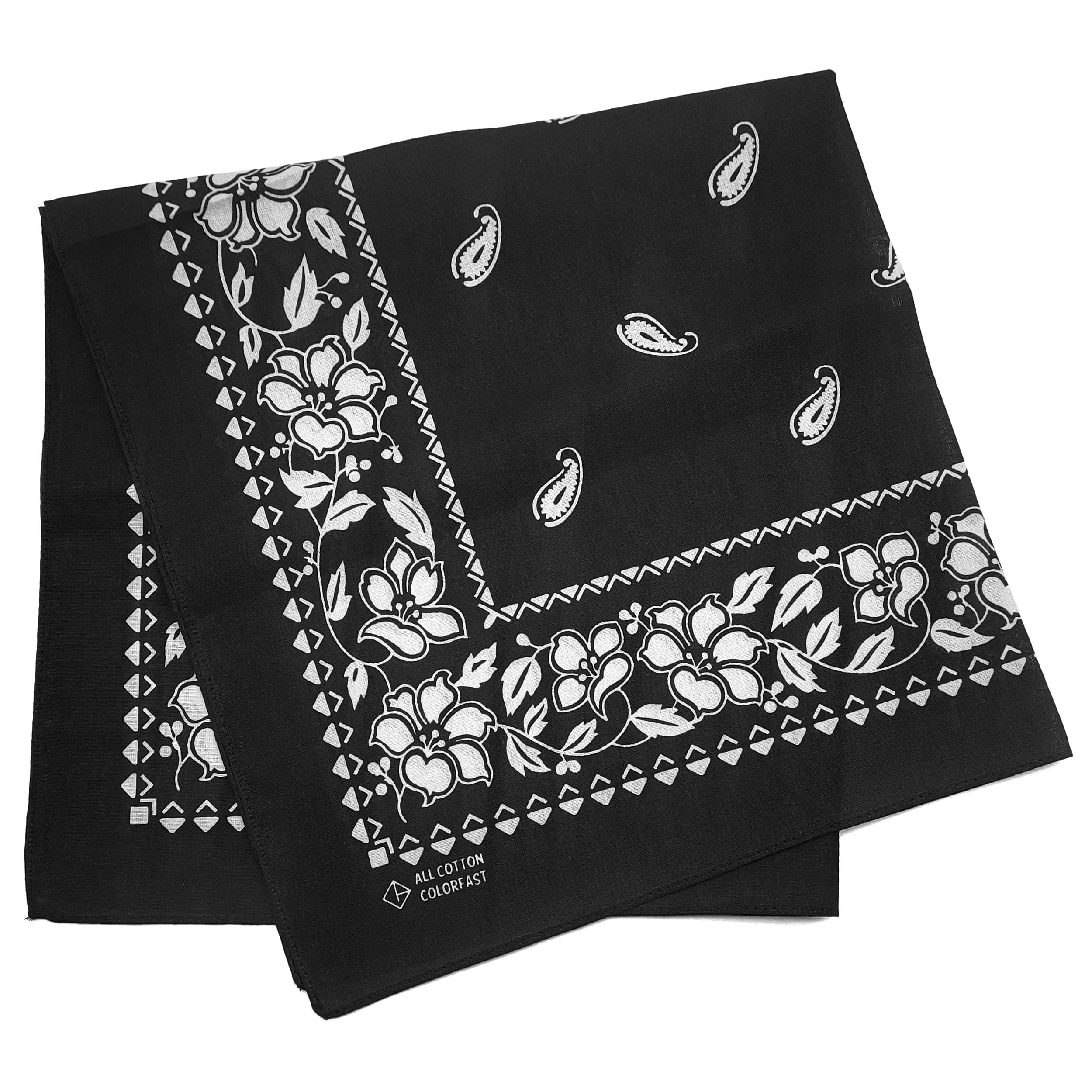 Trifong Bandana Black Adult Bandana Paisley Pattern 100% Cotton Handkerchief Stylish Bandana Cap Cotton Bandana Men s Women s Unisex 55cm x 55cm