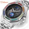 Durenwei Men's Waterproof Luminous Rainbow Stars Stainless Steel Mechanical Watch