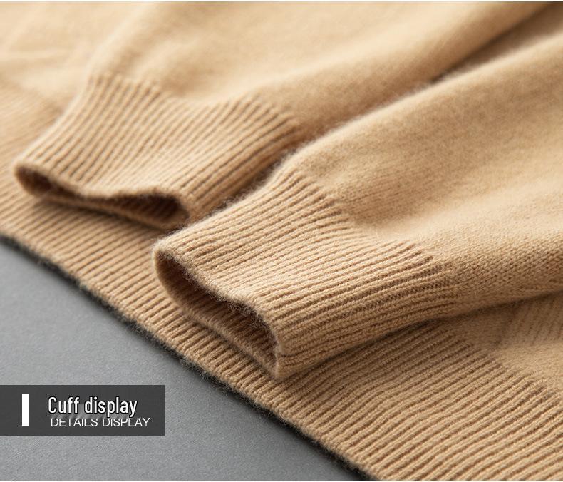 Men's Autumn/Winter Thickened Pure Cashmere Crew Neck Sweater - Business Casual Knit.