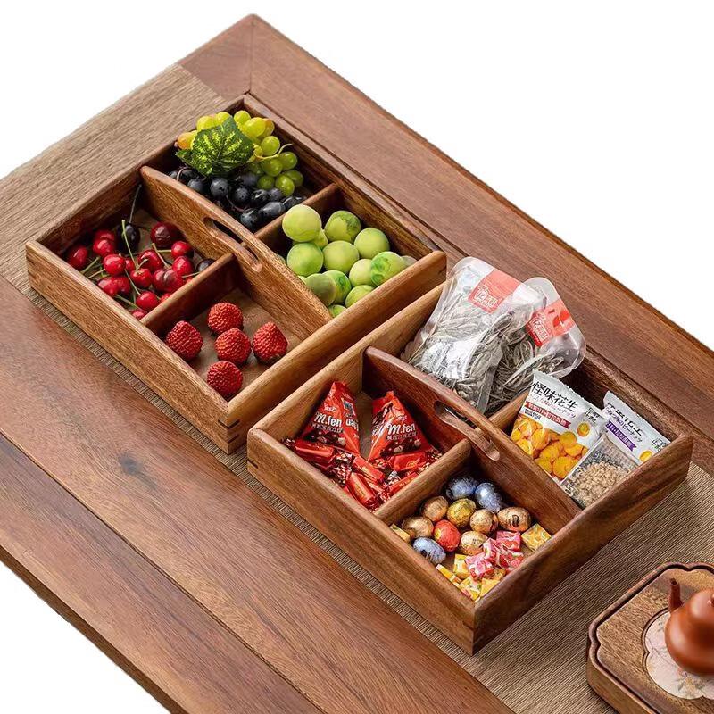 Light Luxury Walnut Four-Compartment Snack Platter