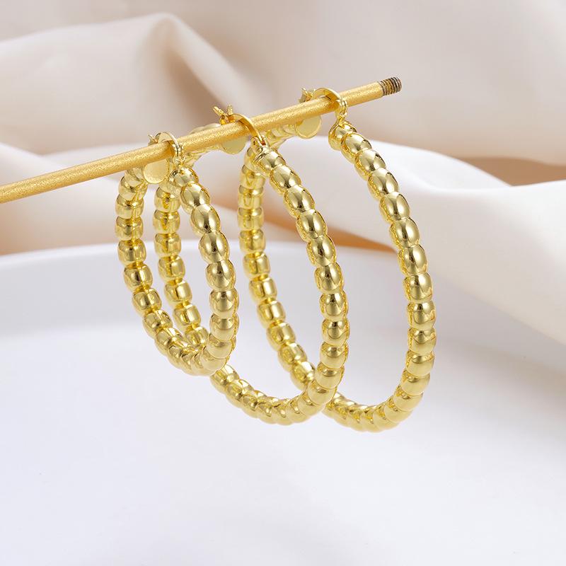 Chic European Beaded Hoop Earrings: Gold & Silver, Elegant Versatile Statement Ear Cuffs for Women