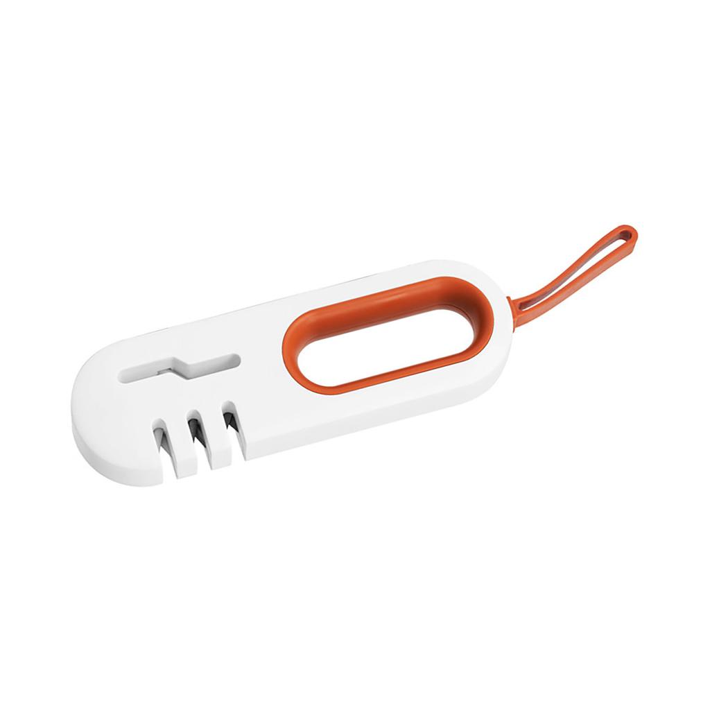 Kitchen Knife Sharpener 4 In 1 Prevent Slip Labor Saving Manual Knife Scissor Sharpening Tool with Hook Band White