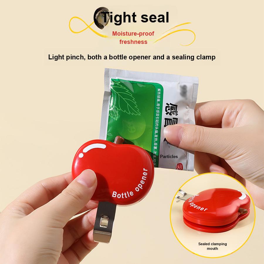 Apple Bottle Opener Multi-Function Fridge Magnet Snack Clip Cartoon Portable Magnetic Starter