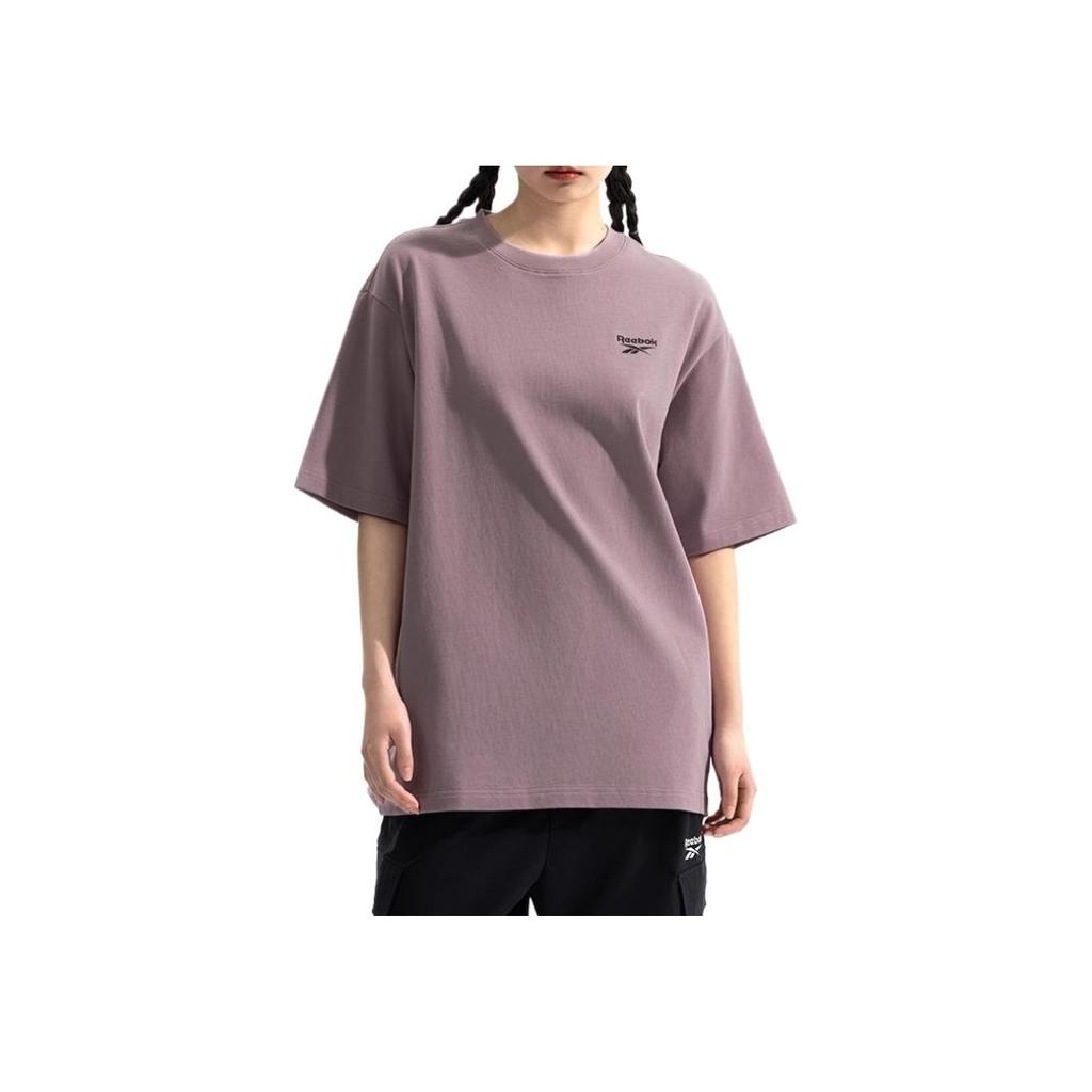 Reebok Fashionable Comfortable Versatile Casual Loose Short Sleeve T-Shirt Unisex Tops Gray Purple 24SRM429UGP3