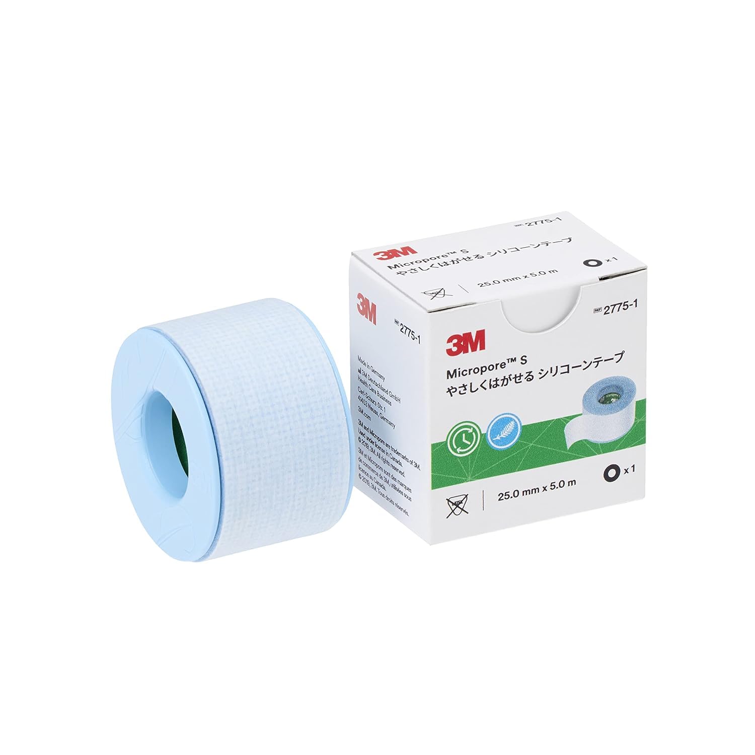 

Solventum Surgical Tape Micropore gentle silicone medical gentle on the silicone stoma 25mm x 1 S, peel-off tape, non-woven fabric, tape, skin, tape, синий