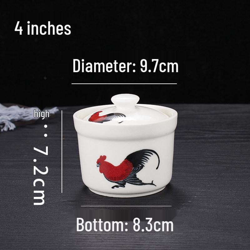 Keramik-Doppelkessel-Schmortopf mit Deckel für Suppe, Vogelnest und gedämpfte Eier